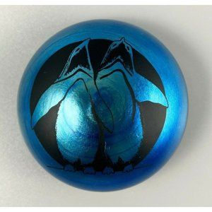 Vintage 1984 Vandermark Merritt Iridescent Paperweight by Barry Sautner Penguins